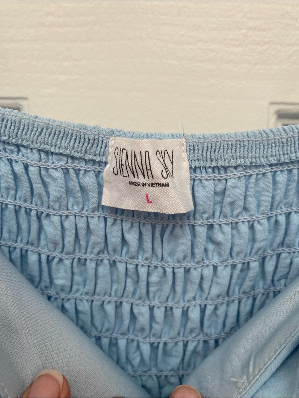 Sienna Sky Light Blue Ruffle Spaghetti Strap Cami w Smocked Back - Large NWOT - Picture 3 of 5
